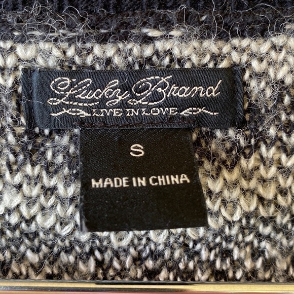 Lucky Brand Geometric Open Front Drape Cardigan Black/Gray - Picture 8 of 11